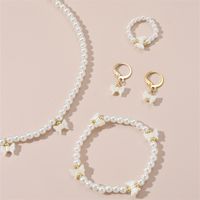 Sweet Round Artificial Pearl Beaded Women's Bracelets Earrings Necklace main image 3