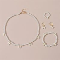 Sweet Round Artificial Pearl Beaded Women's Bracelets Earrings Necklace sku image 1