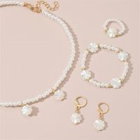 Sweet Round Artificial Pearl Beaded Women's Bracelets Earrings Necklace main image 5