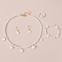Sweet Round Artificial Pearl Beaded Women's Bracelets Earrings Necklace sku image 2