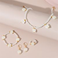 Sweet Round Artificial Pearl Beaded Women's Bracelets Earrings Necklace main image 7