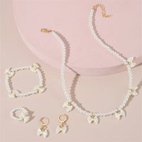 Sweet Round Artificial Pearl Beaded Women's Bracelets Earrings Necklace main image 9
