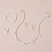 Sweet Round Artificial Pearl Beaded Women's Bracelets Earrings Necklace sku image 4