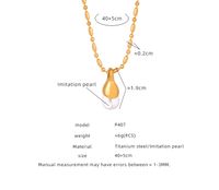 Casual Simple Style Commute Round Titanium Steel Plating Inlay Artificial Pearls 18k Gold Plated Pendant Necklace main image 2
