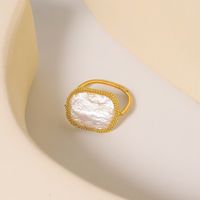 Simple Style Classic Style Flower Freshwater Pearl Copper Plating Inlay Pearl 18k Gold Plated Rings main image 3