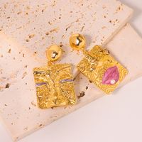 1 Pair Simple Style Classic Style Geometric Inlay Copper Pearl 18k Gold Plated Drop Earrings main image 1