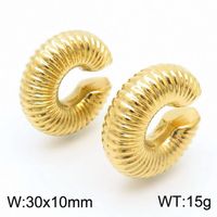 1 Par Ropa De Calle Color Sólido Enchapado Acero Inoxidable Chapados en oro de 18k Puños De Oreja sku image 9