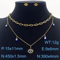 Titanium Steel 18K Gold Plated Streetwear Stoving Varnish Eye Layered Necklaces sku image 1