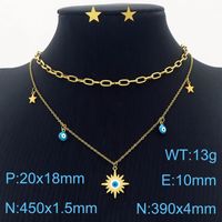 Titanium Steel 18K Gold Plated Streetwear Stoving Varnish Eye Layered Necklaces sku image 4