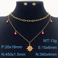 Titanium Steel 18K Gold Plated Streetwear Stoving Varnish Eye Layered Necklaces sku image 5