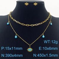 Titanium Steel 18K Gold Plated Streetwear Stoving Varnish Eye Layered Necklaces sku image 2
