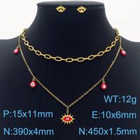 Titanium Steel 18K Gold Plated Streetwear Stoving Varnish Eye Layered Necklaces sku image 3