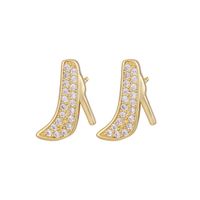 1 Pair Simple Style High Heel Plating Inlay Copper Zircon Ear Studs main image 4