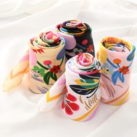 Women's Elegant Pastoral Flower Satin Printing Silk Scarf main image 2