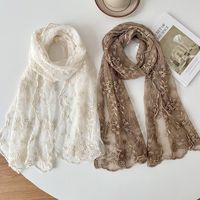 Women's Sweet Solid Color Lace Silk Scarf main image 3