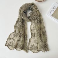 Women's Sweet Solid Color Lace Silk Scarf sku image 2