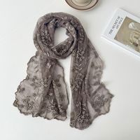 Women's Sweet Solid Color Lace Silk Scarf sku image 3