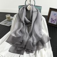 Women's Elegant Simple Style Stripe Mulberry Silk Silk Scarf sku image 3