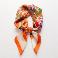 Women's Sweet Simple Style Flower Silk Printing Silk Scarf sku image 4