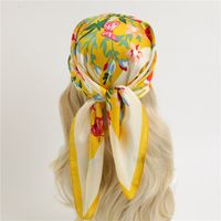 Women's Sweet Simple Style Flower Silk Printing Silk Scarf sku image 1