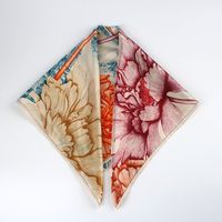 Women's Simple Style Commute Color Block Imitated Silk Flowers Silk Scarf sku image 1