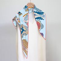 Women's Simple Style Commute Color Block Imitated Silk Flowers Silk Scarf main image 1