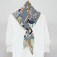 Women's Simple Style Commute Color Block Imitated Silk Flowers Silk Scarf main image 3