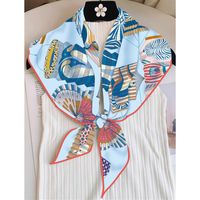 Women's Simple Style Commute Color Block Imitated Silk Flowers Silk Scarf main image 4