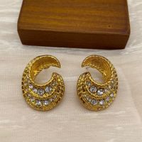 1 Pair Elegant Retro Geometric Plating Inlay Alloy Rhinestones Earrings sku image 1