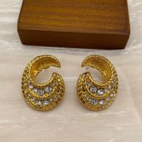 1 Paire Élégant Rétro Géométrique Placage Incruster Alliage Strass Des Boucles D'oreilles sku image 1