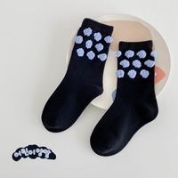 Girl's Cute Polka Dots Cotton Jacquard Crew Socks 1 Piece sku image 1