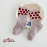 Girl's Cute Polka Dots Cotton Jacquard Crew Socks 1 Piece sku image 6