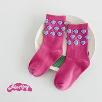Girl's Cute Polka Dots Cotton Jacquard Crew Socks 1 Piece sku image 14