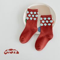 Girl's Cute Polka Dots Cotton Jacquard Crew Socks 1 Piece sku image 16
