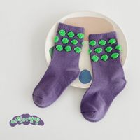 Girl's Cute Polka Dots Cotton Jacquard Crew Socks 1 Piece sku image 19