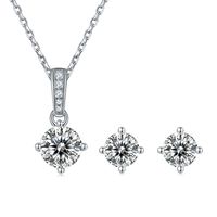 Shiny Solid Color Sterling Silver Plating Inlay Moissanite 18k Gold Plated Women's Jewelry Set main image 1