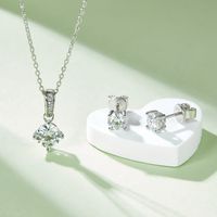 Shiny Solid Color Sterling Silver Plating Inlay Moissanite 18k Gold Plated Women's Jewelry Set main image 4