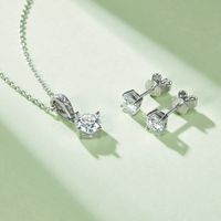 Shiny Solid Color Sterling Silver Plating Inlay Moissanite 18k Gold Plated Women's Jewelry Set main image 5
