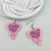 1 Pair Retro Heart Shape Printing Arylic Drop Earrings main image 4