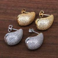 1 Pair Glam Luxurious Simple Style Water Droplets Plating Inlay Gold Plated Zircon 18k Gold Plated Ear Studs main image 5