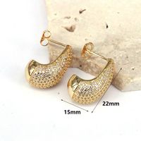 1 Pair Glam Luxurious Simple Style Water Droplets Plating Inlay Gold Plated Zircon 18k Gold Plated Ear Studs main image 2