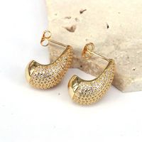 1 Pair Glam Luxurious Simple Style Water Droplets Plating Inlay Gold Plated Zircon 18k Gold Plated Ear Studs main image 3