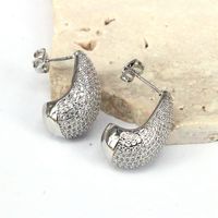 1 Pair Glam Luxurious Simple Style Water Droplets Plating Inlay Gold Plated Zircon 18k Gold Plated Ear Studs main image 4