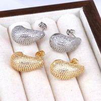 1 Pair Glam Luxurious Simple Style Water Droplets Plating Inlay Gold Plated Zircon 18k Gold Plated Ear Studs main image 1