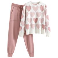 Daily Women's Casual Preppy Style Classic Style Color Block Heart Shape Polyester Pants Sets Pants Sets main image 5