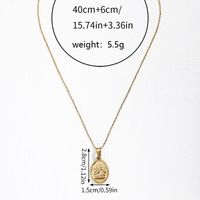 Retro Geometric Round Stainless Steel Indentation Plating Carving Pendant Necklace main image 4