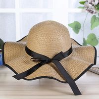Women's Simple Style Solid Color Wide Eaves Straw Hat sku image 1