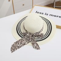 Women's Simple Style Color Block Flat Eaves Straw Hat sku image 2