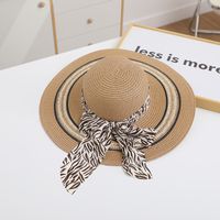 Women's Simple Style Color Block Flat Eaves Straw Hat sku image 1