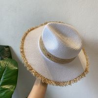Women's Casual Solid Color Bowknot Flat Eaves Straw Hat sku image 2